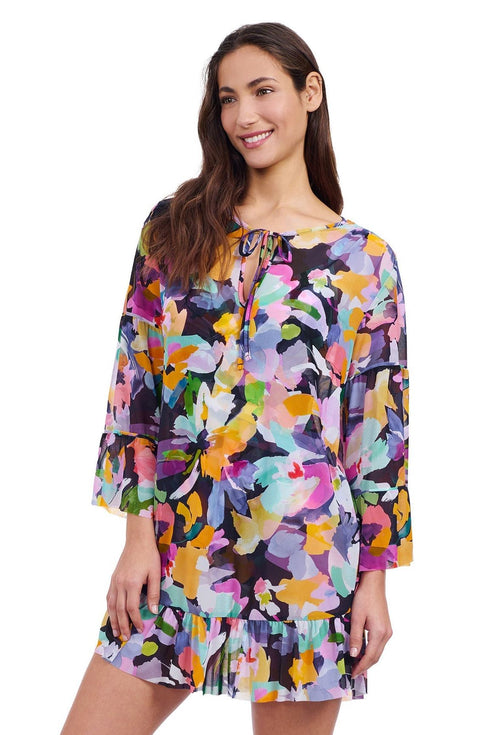 Gottex Profile By Gottex Holi V-Neck Mesh Flounce Tunic